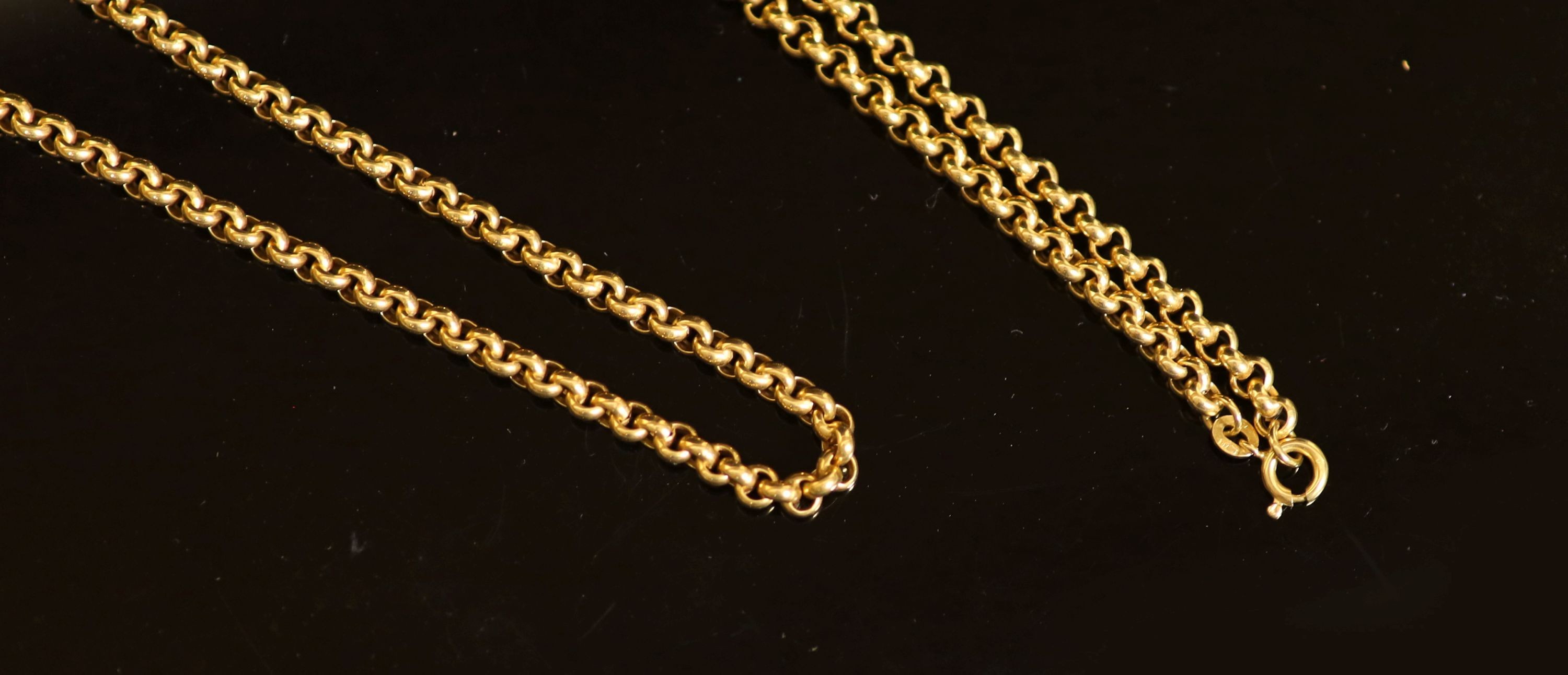 An Italian 750 gold belcher link chain